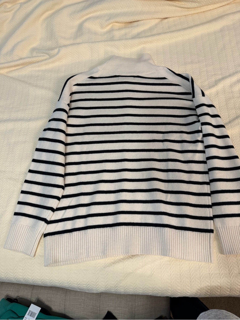 Banana Republic Cream and Black Striped Mock-Neck Sweater - Picture 3 of 3